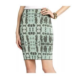 BCBGMAXAZRIA KELLY GREEN SCARLET INK-BLOCK SKIRT size M NWOT
